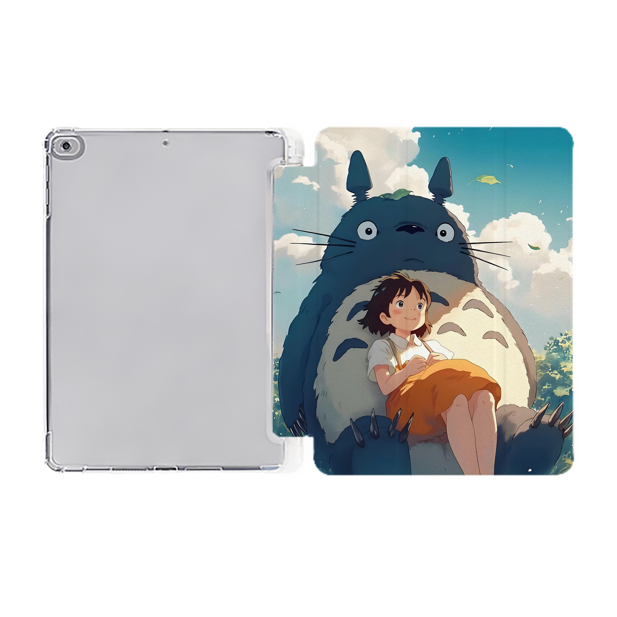（画像用） となりのトトロ 草壁メイ 草壁サツキ My Neighbor Totoro Satsuki Kusakabe Mei Kusakabe IPad ケース ペン収納付き 三つ折りスタンド PUレザー×シリコン 対応機種9.5/10.5/10.9インチ